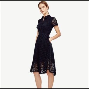 Navy Broderie Ann Taylor Shirt Dress